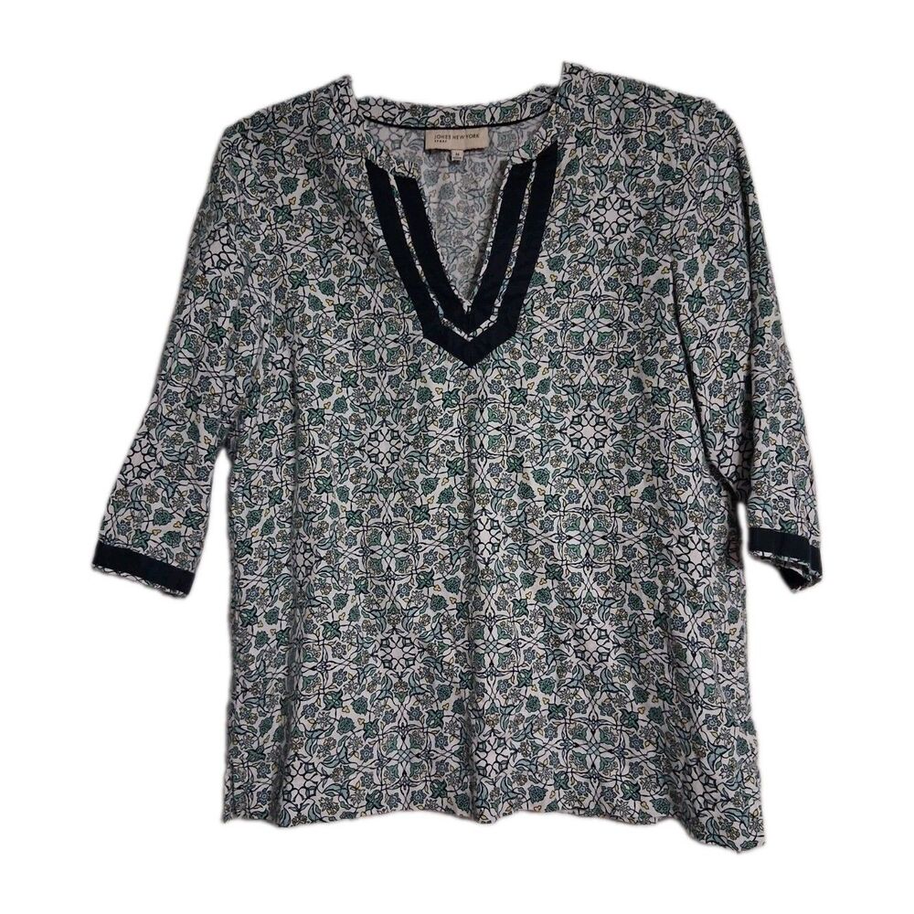 Women's Jones New York Sport 3/4 Sleeve Linen Top Size M